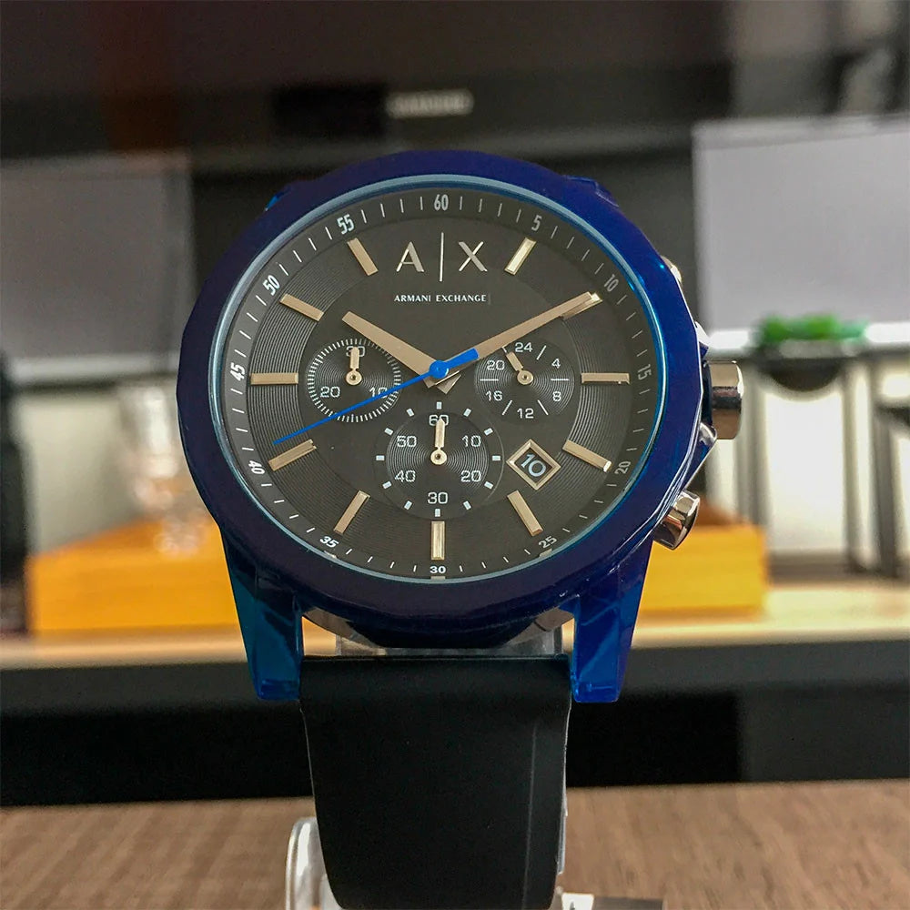 Men's Silicone Strap Armani Exchange 'Outer Banks' Chronograph Watch - AX1339